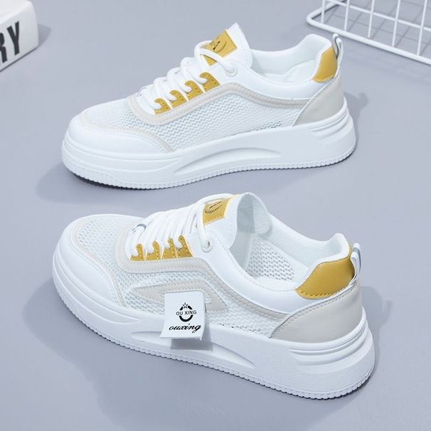 Mesh Little White Shoes Women's Korean Version Shoes Female Casual Students Breathable Thick Baseplate Shoes_vogvips.com