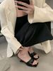 French Style Wedge Sandals White Square Open Toe High Heels 2025 New Women's Outdoor Slippers_vogvips.com