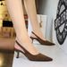 8295 European And American Style Suede High Heels Pointed Toe Hollow Wine Glass Heel Women's Shallow Mouth Back Strap_vogvips.com