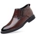 Suitable For All Seasons Brown Business Shoes For Men, Spring New High-top Formal Casual Men's Shoes, Mid-top Side Zipper Short Leather Boots_vogvips.com