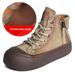 First Layer Cowhide Retro High-top Shoes For Women 2023 Double Zipper Sheepskin Short Casual Fleece-lined Martin Snow_vogvips.com