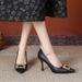 Black High Heeled New Plus Size Women S Shoes Not Tiring For Feet Cm Rhinestone French Pointed Work Order_vogvips.com
