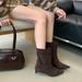 Women's & Men's Light Luxury Pointed Toe Ankle Boots - Soft Suede Upper, Low Heel, Fashionable Slip-On Boots For Fall 2024, Neutral Style_vogvips.com