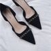 Small Size313233Pointed Toe Versatile Hollow Single Shoes Fairy Style Patchwork Iron Chain Plus Size Women's_vogvips.com