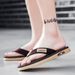 Summer Men's Flip Flops Soft Woven Upper Non-Slip Wear-Resistant Sole Casual Outdoor Beach Thong Slippers_vogvips.com