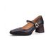 Small Square-toed Sheepskin High-heeled Shoes For Women, Hepburn-style Genuine Leather Mary Jane Single-strap Women's_vogvips.com