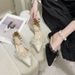 Fashion Gentle Fairy Style Temperament Thick Heel Single Shoes Female Spring And Summer Pearl One-word Buckle High Heels_vogvips.com