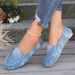 European And American Cross-Border Plus Size New Denim Loafers Shallow Mouth Slip-On Foreign Trade Women's Single Shoes_vogvips.com