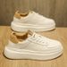 Men's Thick Sole White Board Shoes Korean Style Casual Platform Sneakers Comfortable Lightweight Lace-up Fashion Hot_vogvips.com