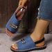 Women's Large Size Flat Sandals Elastic Band Fabric Cross-Over Design with Metal Decorations for Beach Casual Wear_vogvips.com