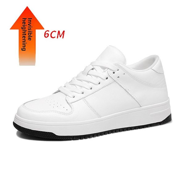 Four Invisible Inner Height Increase Casual Shoes Men's Little White Shoes Breathable Men's Soft-soled Leather Height Increase Simple Board Shoes_vogvips.com