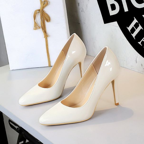 Premium Pointed High Heels Patent Leather Glossy Single Shoes Shallow Mouth Women's Shoes_vogvips.com