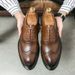 Euro Step New Men's Leather Brogue British Style Suit Breathable Height Increasing Casual Business Formal Wedding Shoes_vogvips.com