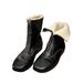 Lancui Winter Vintage Washed Sheep Wool Short With Internal Height Increase, Fleece Lined, Warm Sheepskin And Leather_vogvips.com