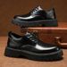 Men's Business Style British Derby Spring Casual Trendy Shoes, New Height-increasing Thick-soled Men's Leather Shoes_vogvips.com