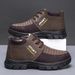 ShoeVault Men's Warm Cotton Wear-Resistant Cold-Adhesive Fleece-Lined Snow Boots Winter High-Top Middle-Aged And Elderly Walking_vogvips.com