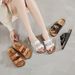 Shoes 2025 Summer New Double-Breasted Cork Slippers Unisex Outdoor Leather One-Word Sandals_vogvips.com