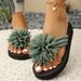 Women's Fashionable Flat Sandals Floral Decor Casual Beach Outerwear Summer_vogvips.com