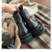 Grape Mom Same Autumn Winter New Short Washed Shrink Pattern Horse Leather Round Toe British Style Lace-up Thick Sole_vogvips.com
