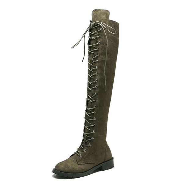 Plus Size 35-43 Flat Over-the-Knee Women's Long Autumn Winter New Suede Motorcycle Boots_vogvips.com