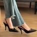 Baotou Sandals Women's 2025 Summer New Style Horseneck Buckle Strap Black High Heels_vogvips.com