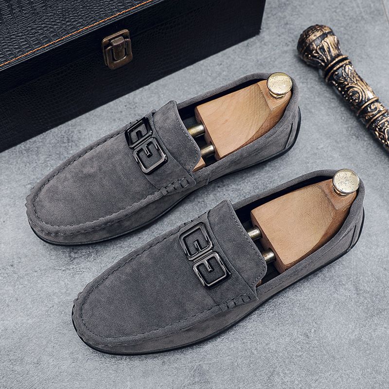 SHLIANG Men's Driving Shoes New Frosted Suede Slip-On Loafers Casual Leather Shoes Comfortable Breathable Rubber Sole S X0020_vogvips.com