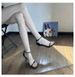 Women's Black Square-toed One-strap Sandals, New Summer Model, Popular On Social Media, European And American_vogvips.com