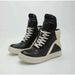 Unisex Chunky Sole Sneakers – Gothic High-Top Platform Shoes With Cross Strap (36-45, Black, Side Zipper, PU Cushioning)_vogvips.com