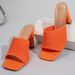 Plus Size Women's Summer Square Toe Block Heel Slide Sandals Breathable Mesh Fashion Slippers Fashionable Square Toe Chunky Heel Lightweight_vogvips.com