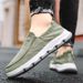 Men's Breathable Slip-On Casual Shoes - Lightweight Knit Fabric With Elastic Band For Summer Comfort, Round Toe Design, Low-Cut Sneakers_vogvips.com