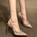 Summer Fairytale Style Pointed Toe Rhinestone Heels 2025 New Silver Sandals_vogvips.com