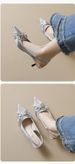 French Beautiful Pointed Bow Bag Head Sandals Women's Not Tired Feet Stiletto High Heels Women's Shoes_vogvips.com