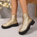 Women's Plus Size Martin Boots Side Zipper Platform Ankle Thick Sole British Style Black PU Suede Autumn New Style Size 43_vogvips.com