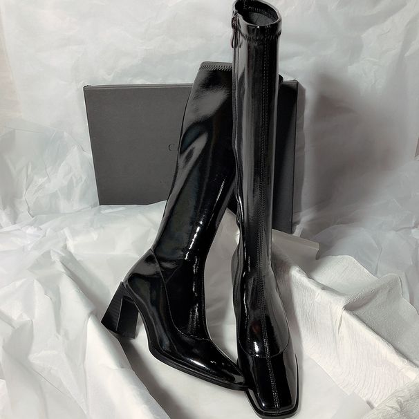2025 New Heel Elegant Slim Simple Over-the-Knee Long Square Toe High Boots For Women_vogvips.com