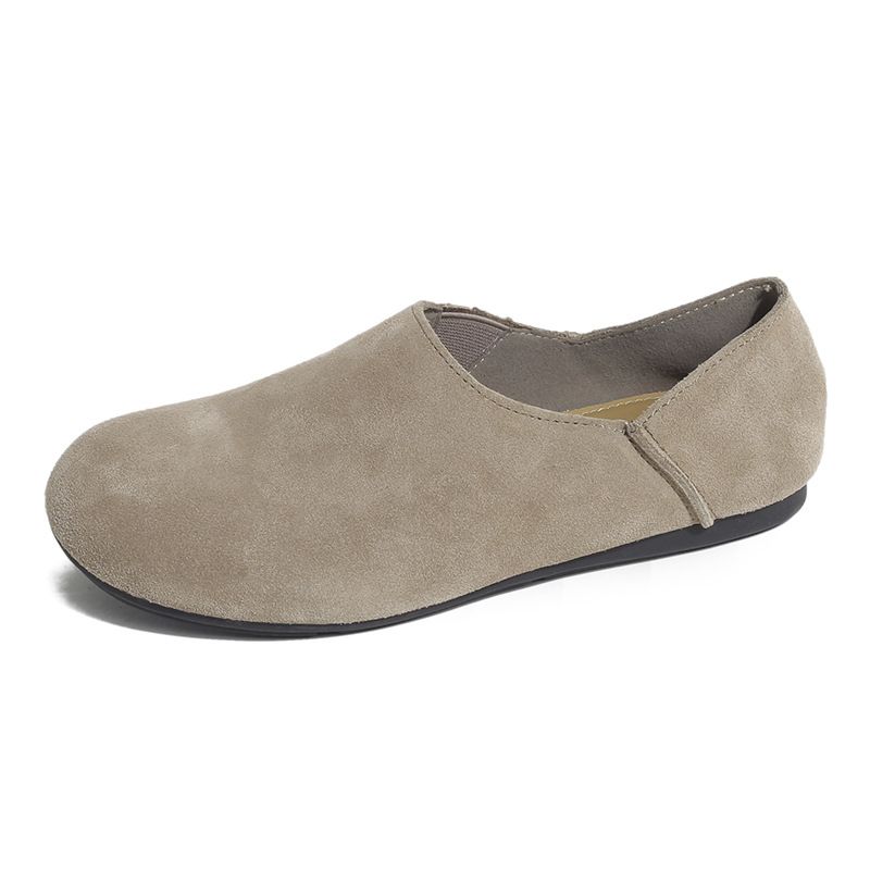 Women's Leather Slide Sandals H-Shaped Strap Flat Sandals Genuine Cowhide Vintage Square-Toe Full-Cover Soft Leather Birkenstock Slip-On Minimalist Fl_vogvips.com