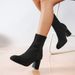 Women's Stretchy Slim Knitted Ankle Boots Spring Autumn New Style Chunky Heel Square Toe Martin Boots Popular High Heels_vogvips.com