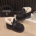 Korean Style Personalized Lace-Up Platform Snow For Women Winter Warm Slip-On Short Plush Cotton Shoes Non-Slip_vogvips.com