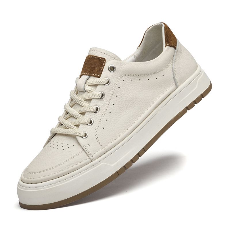 Men's Shoes Little White Shoes First Layer Cowhide Board Shoes Men's Casual Shoes Board Shoes_vogvips.com
