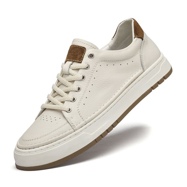 Men's Shoes Little White Shoes First Layer Cowhide Board Shoes Men's Casual Shoes Board Shoes_vogvips.com