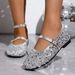 Women's Casual Loafers With Glitter Detailing Round Toe Slip-On Comfortable Soft Sole Mary Jane Flats For Everyday Wear_vogvips.com