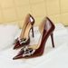 638-H17 Party High Heels European And American Style Shallow Pointed Toe Patent Leather Side Hollow Rhinestone Bowknot_vogvips.com