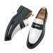 Cross-border Large Size 2022 Spring Black and White Colorblock Leather Shoes Men's Shoes Slip-on Loafers Korean Fashionable Business Shoes_vogvips.com