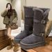 Grey Long Tube Snow Boots For Womencan't Be Worn Over The Knee, Thick Sole, Increased Height And Plush, Thick Short Tube Cotton Shoes_vogvips.com