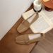 Niche Flat-soled Single Shoes Women's Spring And Autumn Versatile Square Head Shallow Mouth Soft Leather Soft Sole Belt Buckle Doudou Shoes_vogvips.com