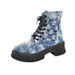 Lace Up Platform Ankle Boots Women's Autumn New Arrival Chunky Heel Plus Size Cowboy Boots 43_vogvips.com