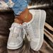 European Style Full Thick-Soled Sneakers 2025 Spring New Rhinestone Casual Sports For Women Cross-Border 43 Large Size_vogvips.com