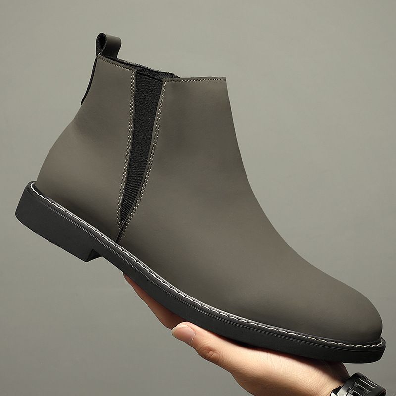 Men's Shoes Fleece Short Boots Leather Martin Boots Men's Medium Top Leather Shoes Men's Chelsea Boots Men's Boots Tide_vogvips.com