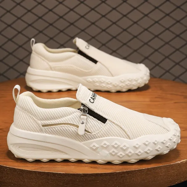 2026 Spring New Arrival Men’s Casual Shoes:Mesh Sneakers, Comfortable And Non-Slip, Versatile Zipper-Style Slip-Ons With A Mesh Upper_vogvips.com