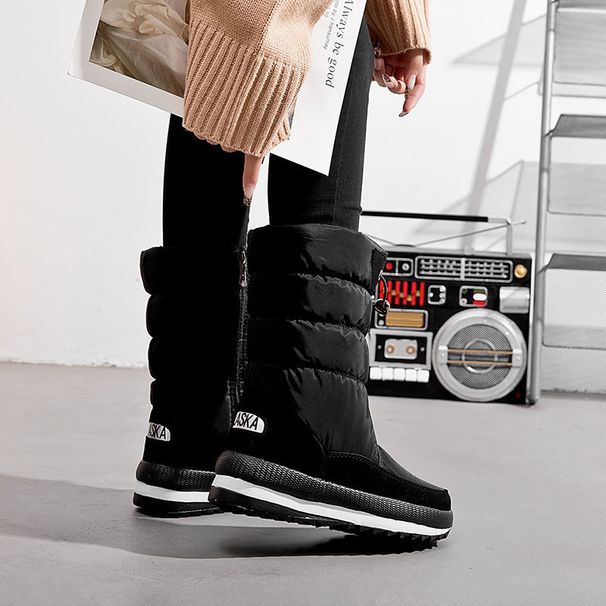 Northeast Winter Snow For Women, Thick-Soled, Cotton Shoes, Warm, Waterproof, Non-Slip, Fleece-Lined, Mid-Calf Boots_vogvips.com