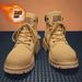 European Warm Series Martin Yellow Unisex 2025 New Genuine Leather Thick Sole Autumn Casual Height Increasing Kick Work Boots_vogvips.com